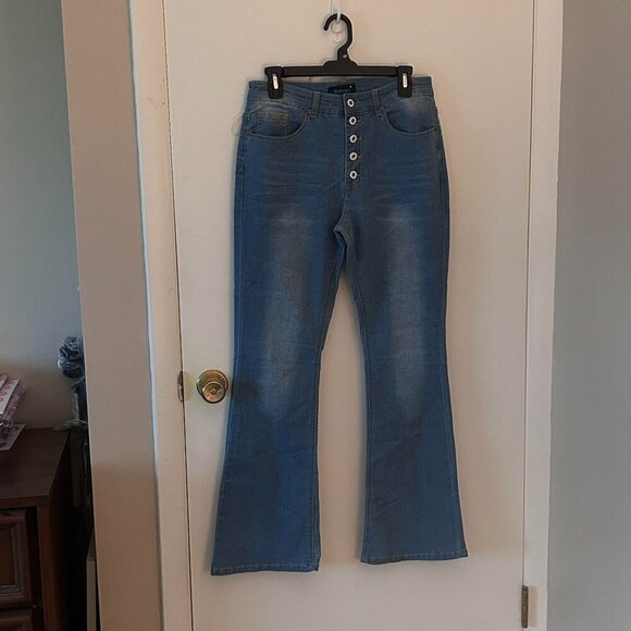 Midiross High Waist Flare Leg Jeans Button-Fly Size XL Never Worn - Picture 1 of 6